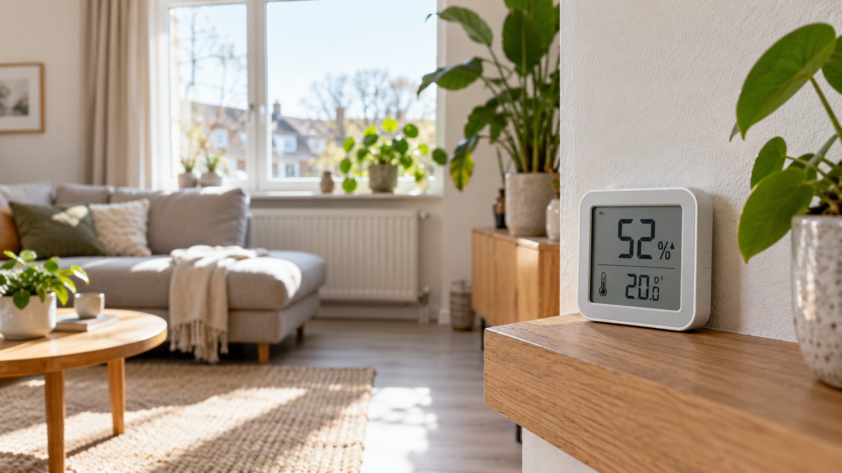 Vochtmeter in woonkamer